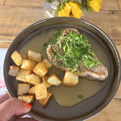 Tuna with Chicken Butter Sauce & Sauté Potatoes