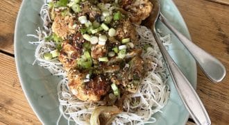 Miso Roasted Cauliflower with Rice Noodles