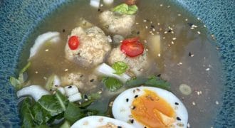 Asian Style Matzo Ball Chicken Broth