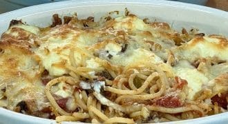 Mushroom & Pepper Baked Spaghetti